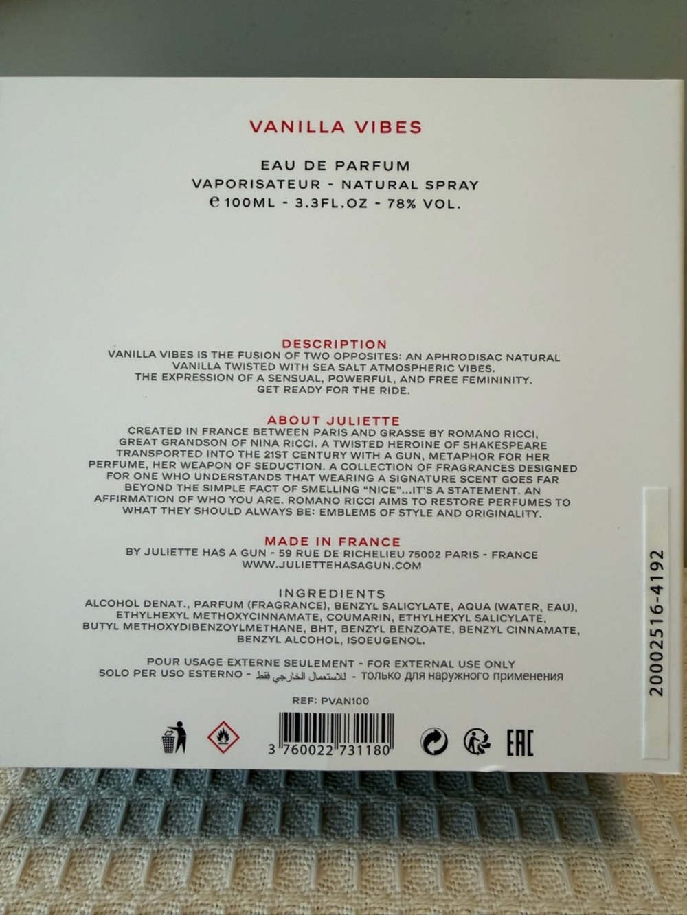 Juliette Has a Gun Vanilla Vibes UNISEX Perfume 100ml - Picture 12 of 13